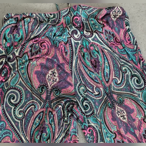 Cynthia Rowley Mid-Rise Paisley Floral Print Wide Leg Palazzo Drawstring Pants - Picture 10 of 14